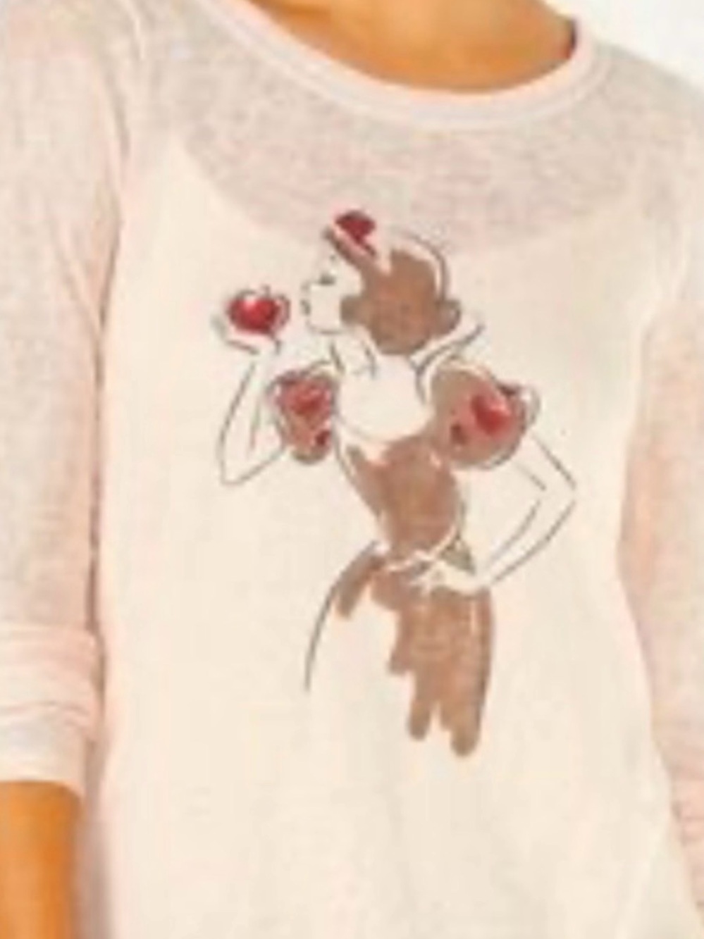 DISNEY Snow White Top Blush Pink Pullover Lace Hem Sz: M SKU: 0926-45